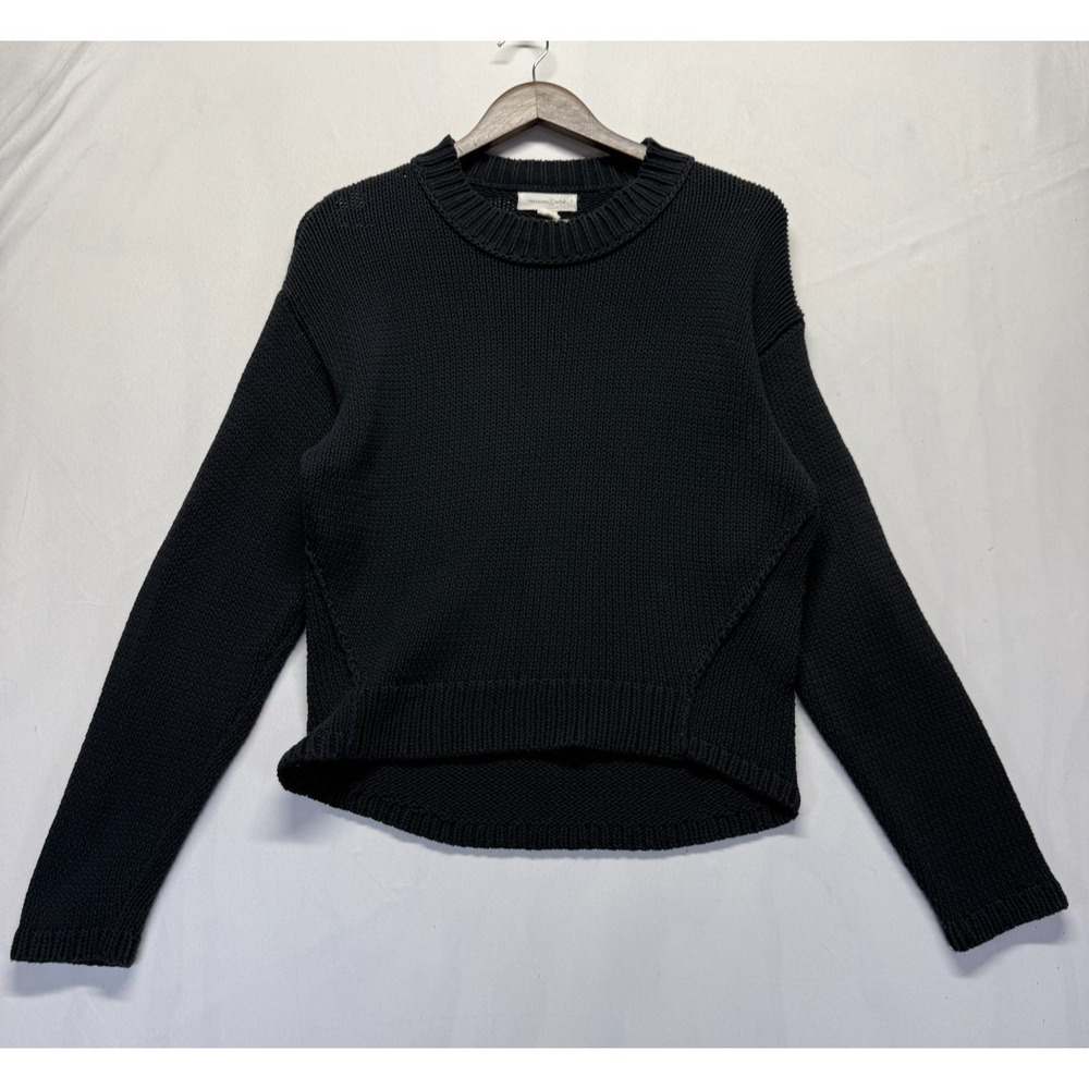 Treasure‎ & Bond Sweater Womens XS Black Cotton Chunky Knit Ribbed Drop Shoulder